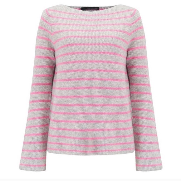 360 Cashmere Faye Gray & Pink Striped Sweater Med - Picture 9 of 9